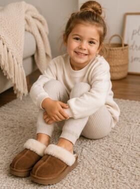 UGG Disquette Slippers Big Kid Size 2.5 big kid Chestnut Platform Shearling Cozy